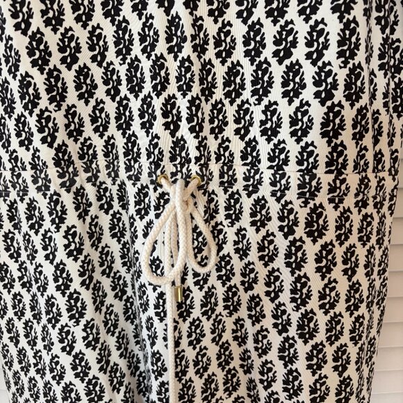 Tory Burch Amara dress small cotton block print cream blue tie Guru Print - Picture 4 of 11